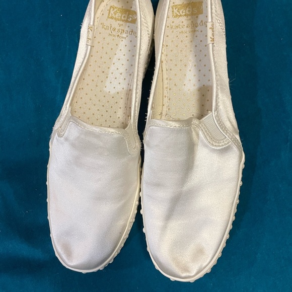Keds for Kate Spade White Silk Slip-ons with Pearls NEVER USED - Picture 2 of 6